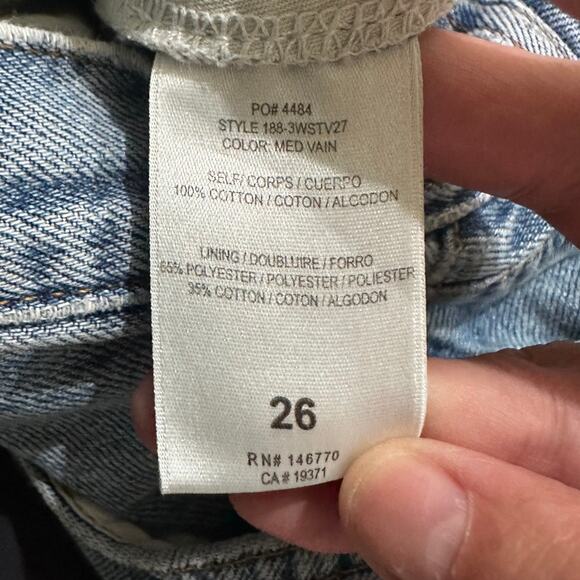 RE/DONE Jeans Womens 26 Blu 70s High Rise Stove Pipe Straight Leg Fringe Raw - Picture 4 of 9